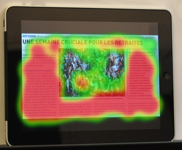Eye-tracking : L'iPad se lit presque comme un journal Eye-tracking : L'iPad se lit presque comme un journal