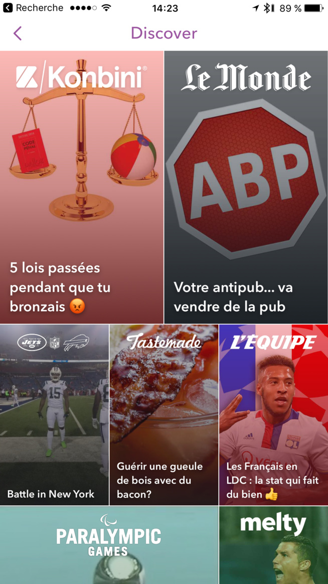 Snapchat ouvre son kiosque Discover en France Snapchat ouvre son kiosque Discover en France