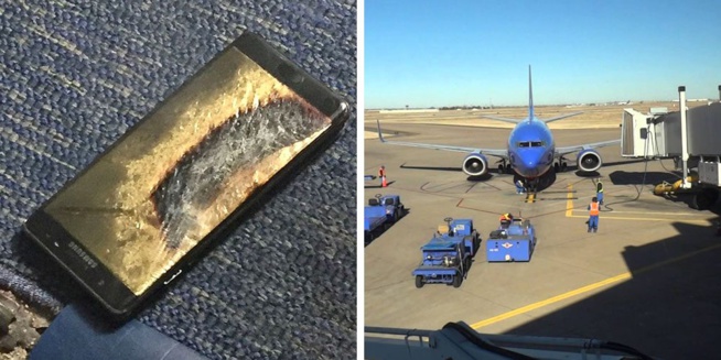 Un Galaxy Note 7 "sain" prend feu dans un avion Un Galaxy Note 7 "sain" prend feu dans un avion