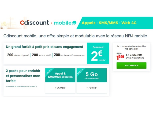 Cdiscount vient défier Free Mobile avec une offre à 2 euros