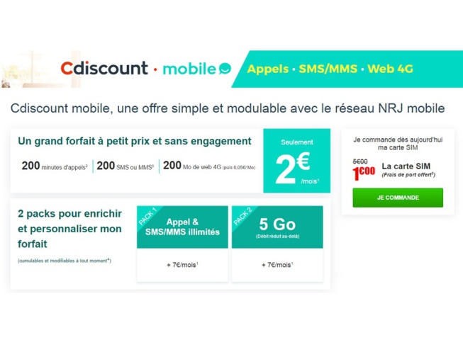 Cdiscount vient défier Free Mobile avec une offre à 2 euros Cdiscount vient défier Free Mobile avec une offre à 2 euros