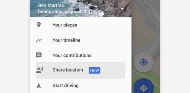 Google Maps permet maintenant de partager votre position en temps réel