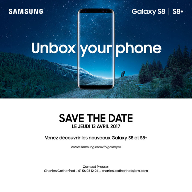 Samsung invite à la présentation des nouveaux Galaxy S8 et S8+ le 13 avril à Paris