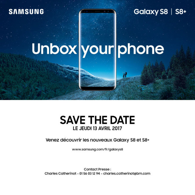 Samsung invite à la présentation des nouveaux Galaxy S8 et S8+ le 13 avril à Paris Samsung invite à la présentation des nouveaux Galaxy S8 et S8+ le 13 avril à Paris