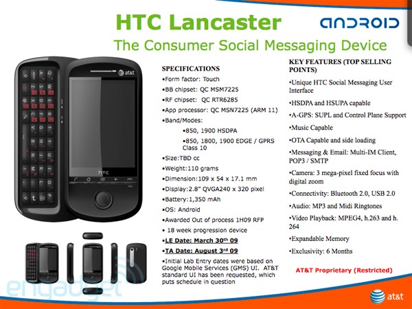 Lancaster : un 4e smartphone Android chez HTC ?