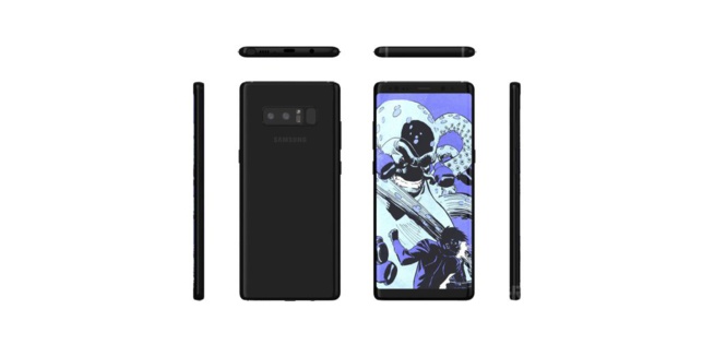 Nouveaux rendus du Galaxy Note 8 avec Infinity Display et capteur d'empreinte arrière Nouveaux rendus du Galaxy Note 8 avec Infinity Display et capteur d'empreinte arrière