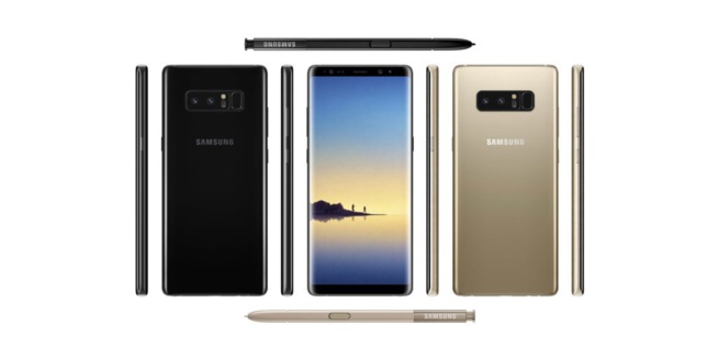 Galaxy Note 8: Le dispositif entier et le S-Pen en Or et Noir dévoilés par Evan Blass