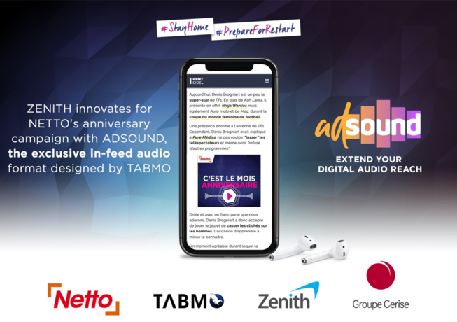Zenith adopte le format in-feed audio « AdSound » développé par Tabmo. Zenith adopte le format in-feed audio « AdSound » développé par Tabmo.