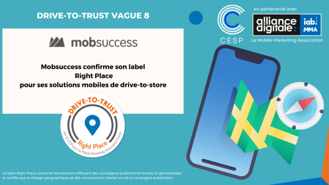 Triple certification Drive to Trust pour Mobsuccess Triple certification Drive to Trust pour Mobsuccess