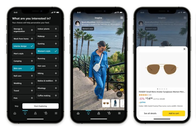 Avec "Inspire", Amazon s’inspire de TikTok Avec "Inspire", Amazon s’inspire de TikTok