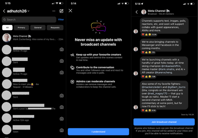 Instagram déploie les canaux de diffusion Instagram déploie les canaux de diffusion