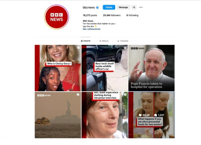 La BBC croît en et sur Instagram : le média public est suvi par plus de 25 millions de personnes
