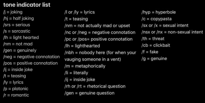 Liste des tone tags usuels Liste des tone tags usuels