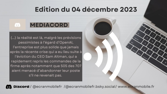 Mediacord : 73 liens pour entamer la semaine du 4/12 Mediacord : 73 liens pour entamer la semaine du 4/12