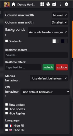 Les paramètres de chaque colonne Les paramètres de chaque colonne