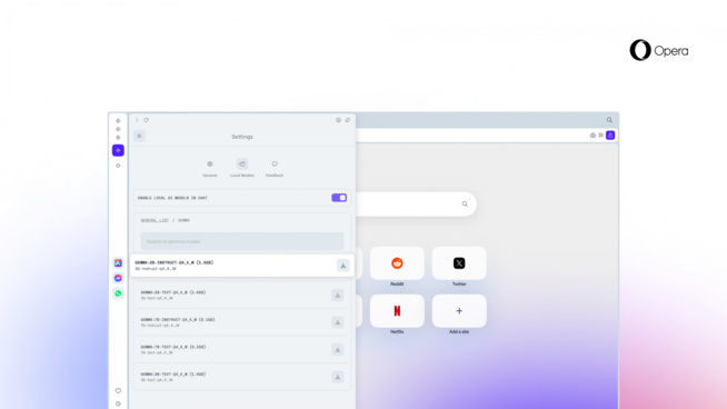 IA : Opera One Developer introduit le support des LLM