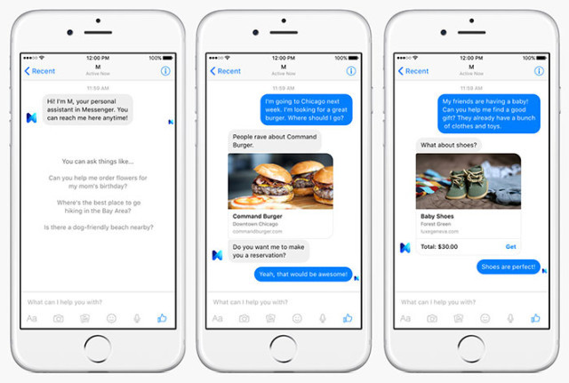 Facebook a commencé à tester son assistant virtuel M, intégré à Messenger