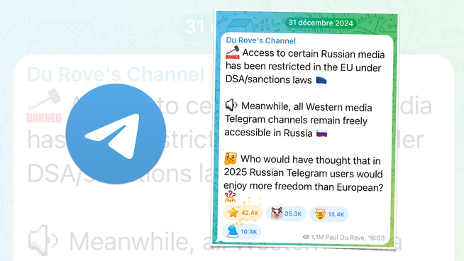 Pavel Durov dénonce la censure des chaînes russes sur Telegram Pavel Durov dénonce la censure des chaînes russes sur Telegram