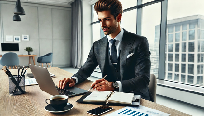 Un homme d'affaires parfaitement organisé Un homme d'affaires parfaitement organisé