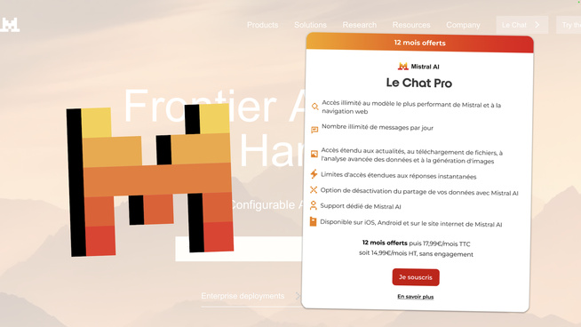 Free va offrir le Chat Pro de Mistral à ses clients Free va offrir le Chat Pro de Mistral à ses clients
