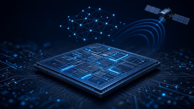 Snapdragon 8 Elite Gen 6 — illustration ditoriale IA et connectivité satellite