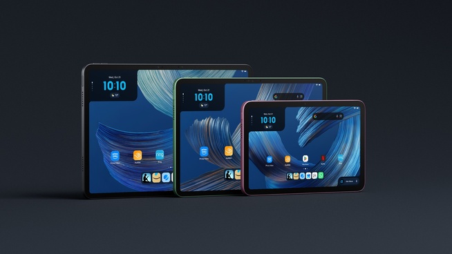 Les trois nouvelles tablettes d’Amazon, de gauche à droite : Alexa Tablet 12 Pro, Alexa Tablet 11 et Alexa Tablet 8. © Amazon
