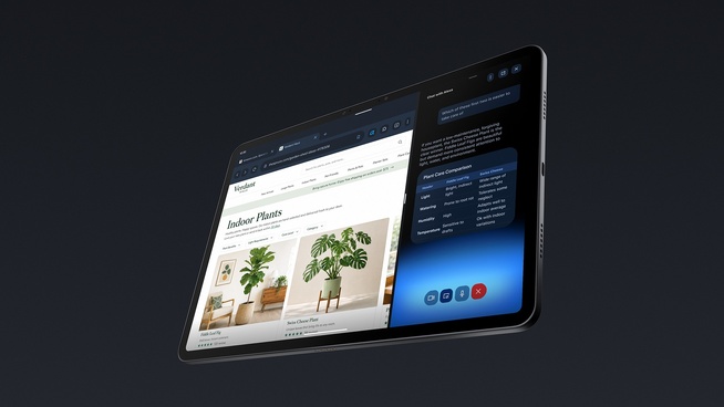 Alexa+ ouverte à côté d’une page web sur une Alexa Tablet : l’assistant répond à partir du contenu affiché (interface américaine). © Amazon