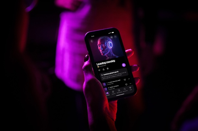 Sur Deezer, un album signalé par la mention « Contenu généré par IA ». © Deezer