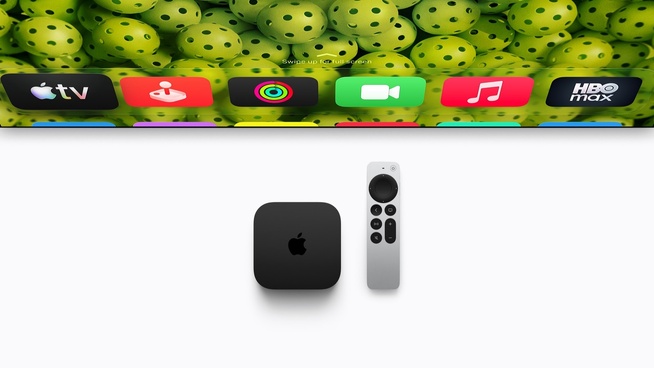 La nouvelle Apple TV 4K et sa télécommande Siri Remote. © Apple