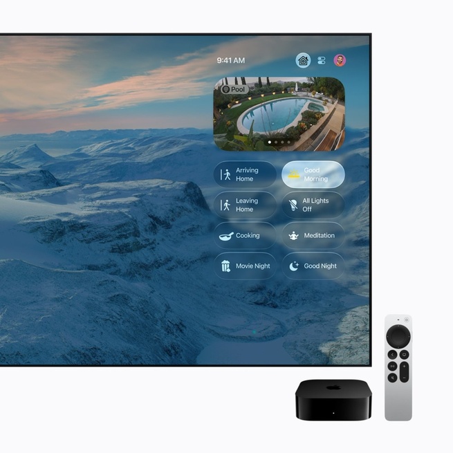 L’interface de l’app Maison affichée sur un téléviseur par l’Apple TV 4K. © Apple L’interface de l’app Maison affichée sur un téléviseur par l’Apple TV 4K. © Apple
