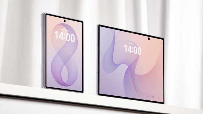 Le Galaxy Z Fold8 de Samsung, plié et déplié. © Samsung