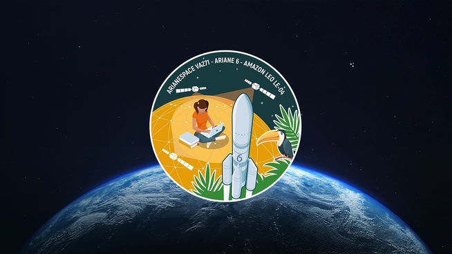 Le logo de la mission VA271 d’Ariane 6, qui doit placer 36 satellites Amazon Leo en orbite au plus tôt le 23 novembre. Crédit : Arianespace