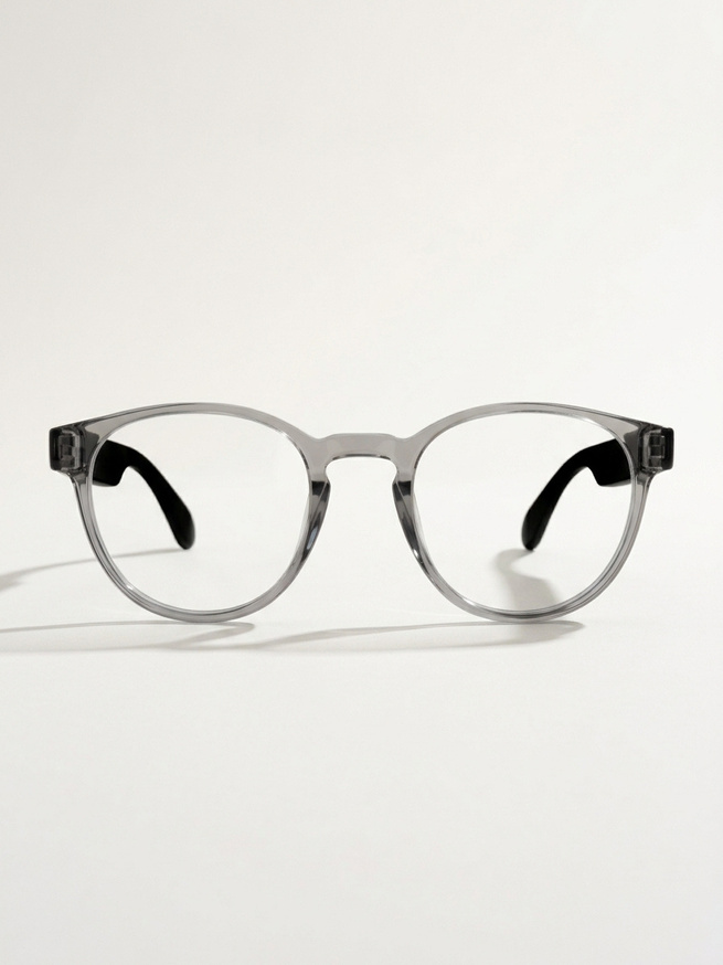 La monture transparente des lunettes audio d’Optic 2000, compatible avec des verres correcteurs. © Optic 2000