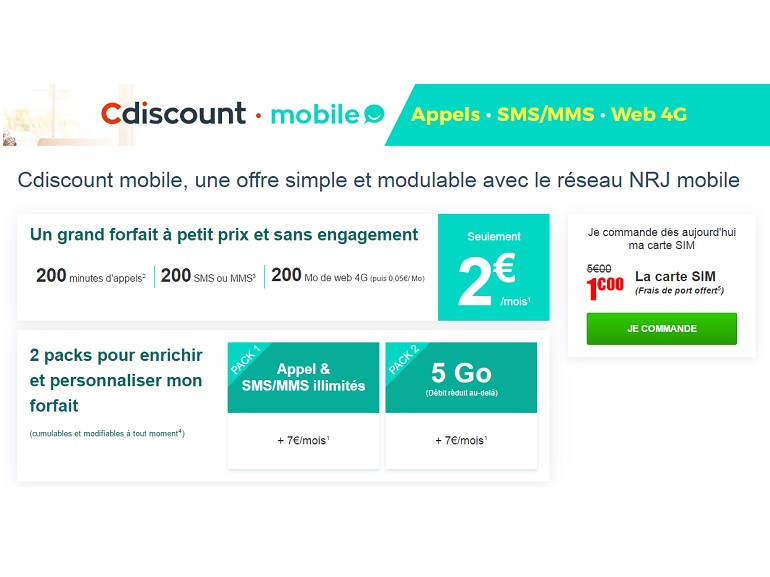 Cdiscount vient défier Free Mobile avec une offre à 2 euros