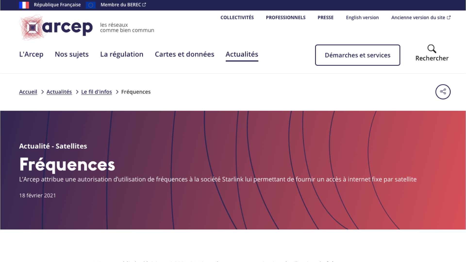 L’ARCEP attribue une fréquence à Starlink