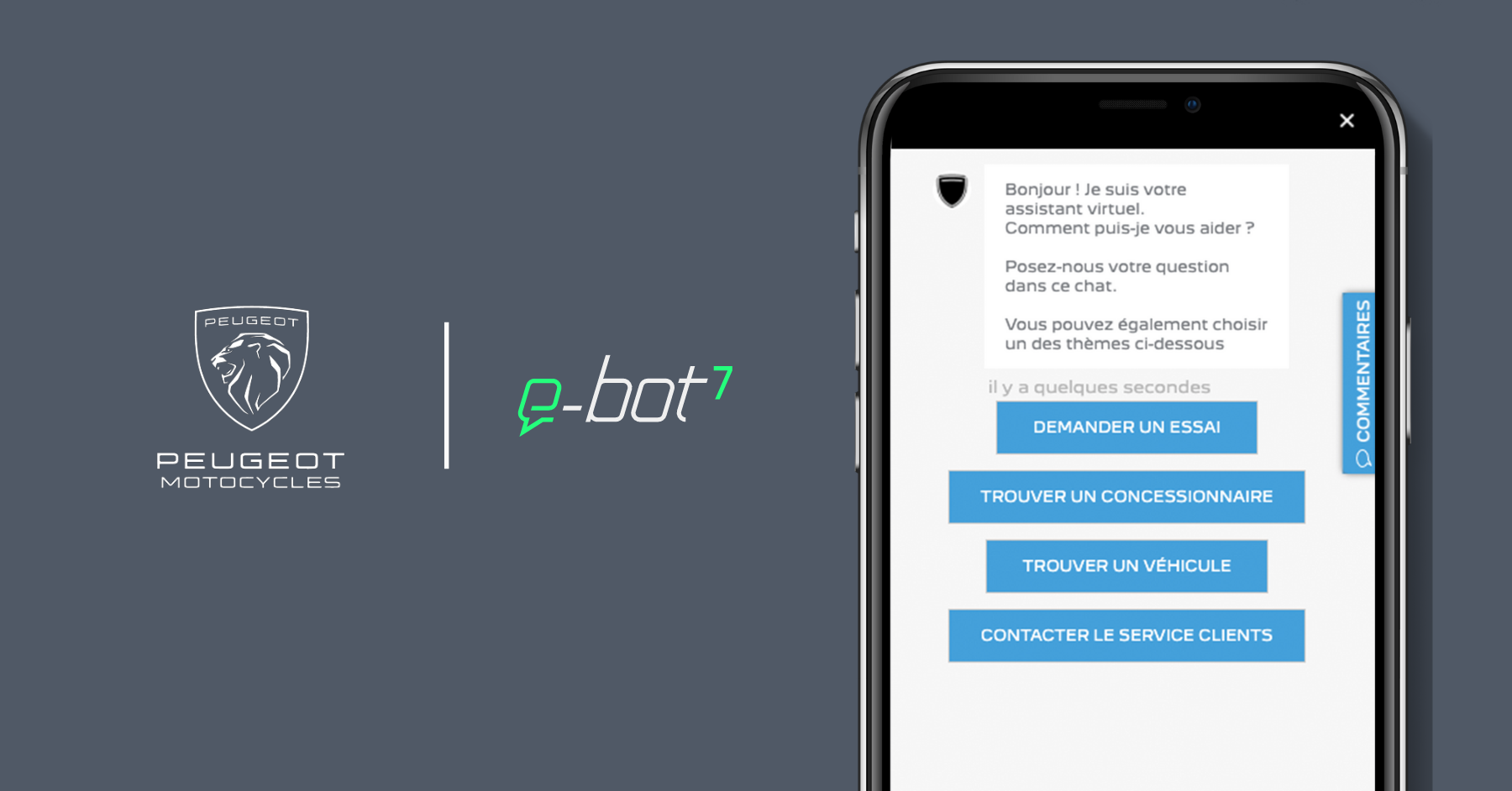 E-bot7 place son chatbot chez Peugeot Motocycles
