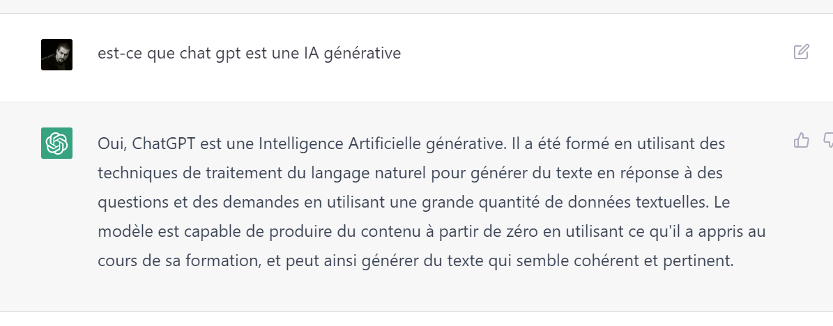 prompt et réponse OpenAi