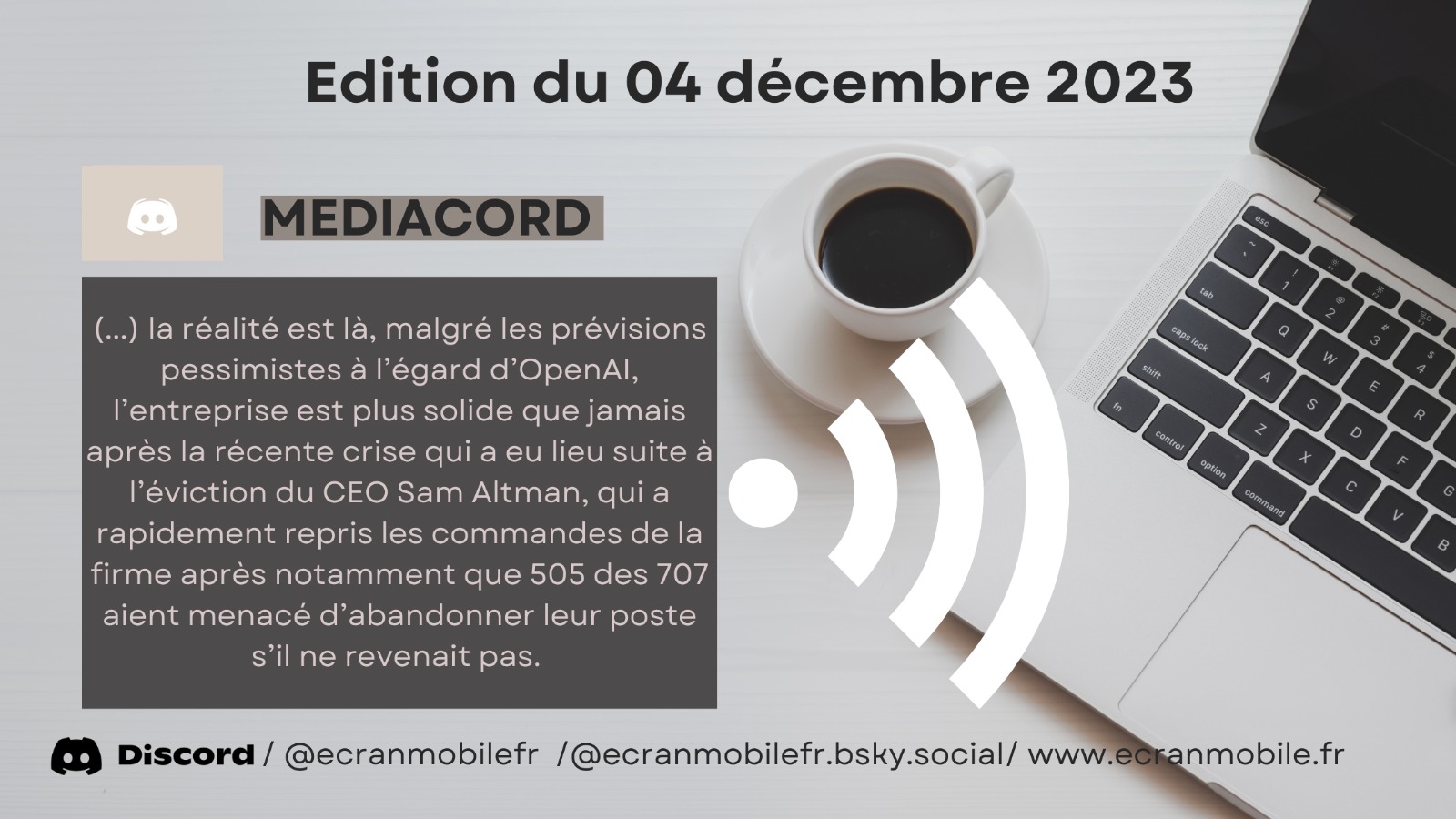 Mediacord : 73 liens pour entamer la semaine du 4/12