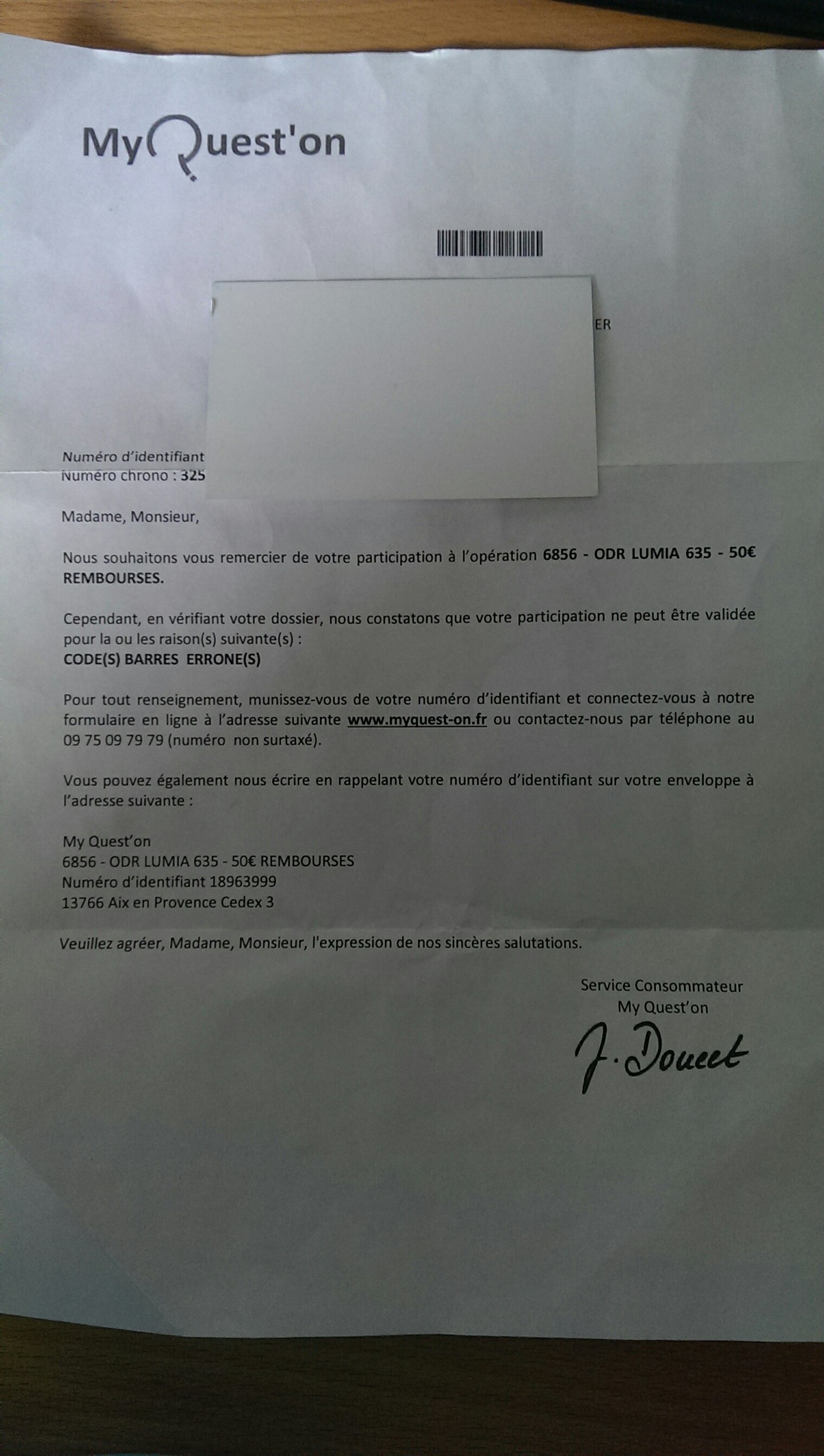 le courrier initial