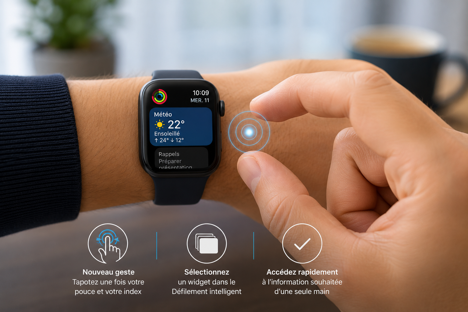 Apple Watch : un nouveau geste à une main arrive avec watchOS 27