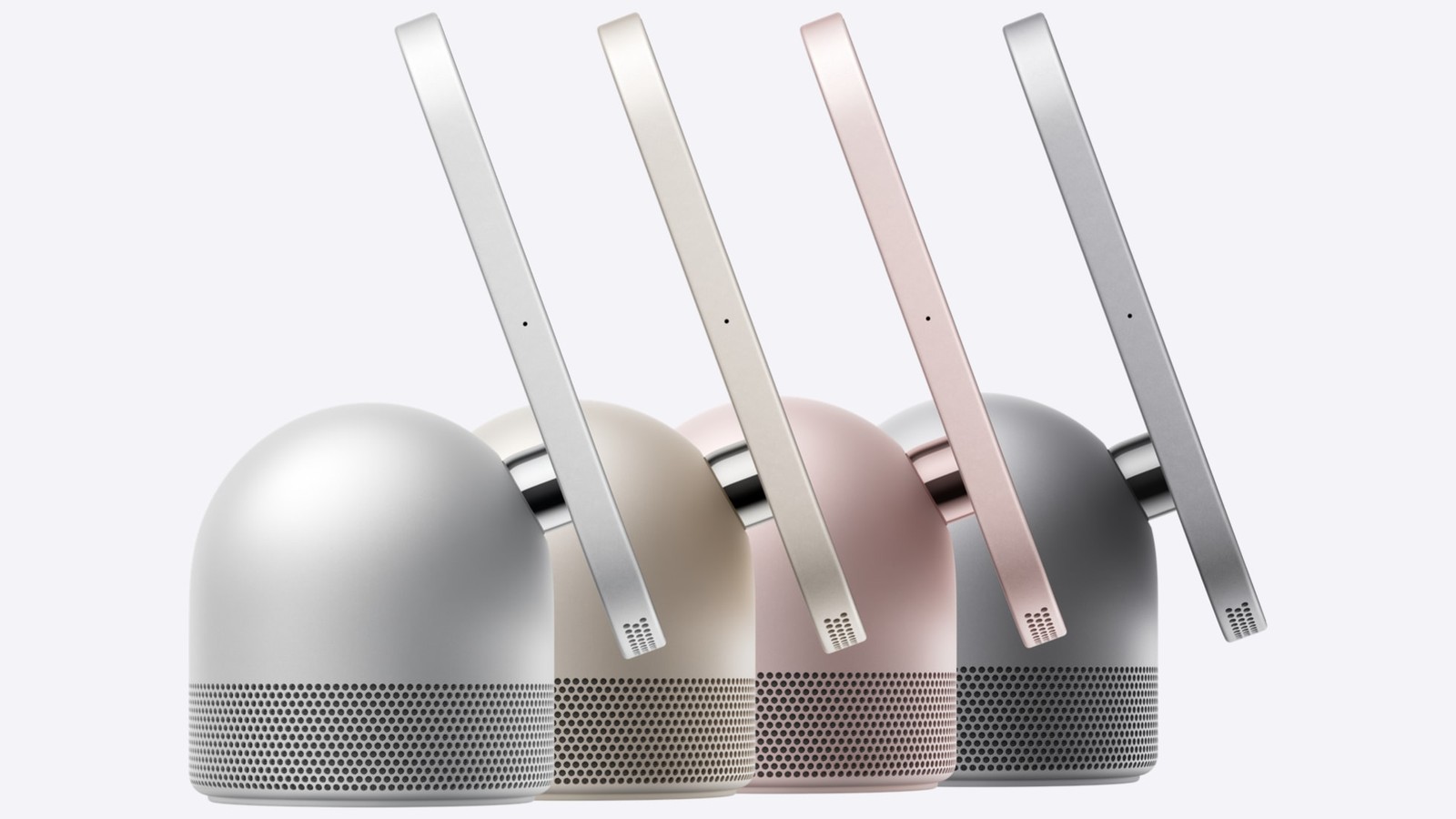 Le HomeView d’Apple, dans ses quatre coloris : argent, lumière stellaire, rose et gris sidéral. © Apple