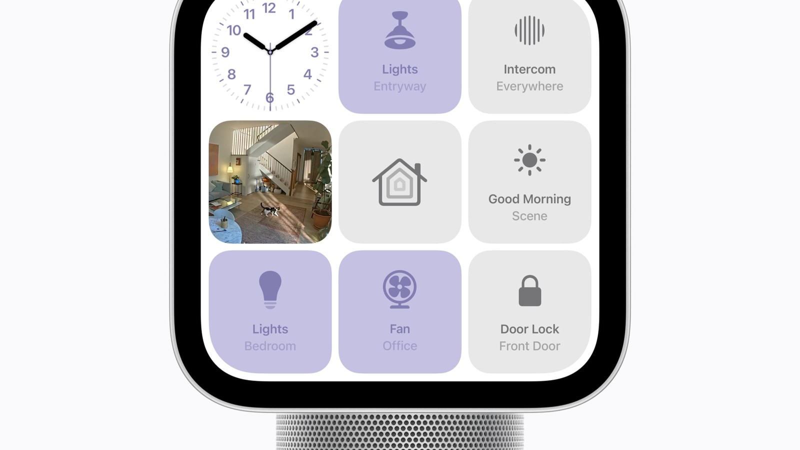 L’écran du HomeView affichant les accessoires de la maison connectée. © Apple