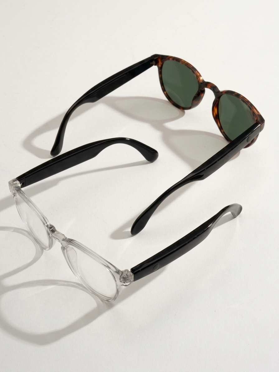 Les deux modèles, solaire écaille et monture transparente, disponibles dès 99 euros en deuxième paire. © Optic 2000