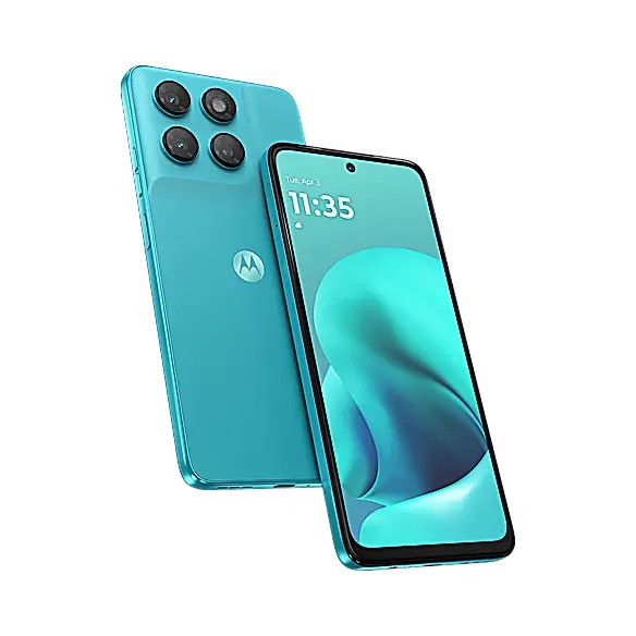 Moto G47 Power en teinte Pantone Capri. © Motorola