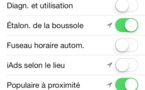 Mise à jour vers iOS 7 : certains paramètres de confidentialité désactivés