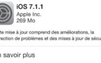 iOS 7.1.1 disponible pour les utilisateurs d’iPhone, iPad et iPod Touch