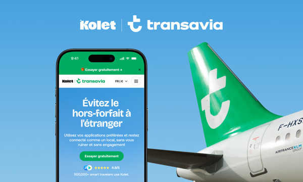 Transavia France et Kolet offrent 2 jours d’internet mobile à l’étranger via eSIM